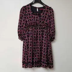 【レア】ドーリーガール バイ アナスイ　八分袖ワンピース　黒/花柄　サイズ2