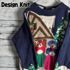 インポート古着　ハンドメイド　デザインニット カントリー柄　セーターのサムネイル