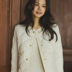 【新品未使用タグ付】TAION×anuansノーカラーキルティングショートダウン