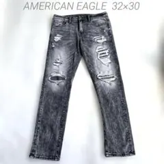 アメリカンイーグル スキニー デニム ダメージ加工 ブラック ストレッチのサムネイル