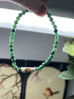 超レア‼️天然A貨翡翠　氷種満緑＆紅、黄、藍混色翡翠の【転運】路路通ブレスレット
