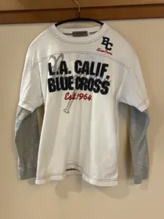 BLUE CROSS 長袖Tシャツ Sサイズ 140cm 重ね着風 ロゴプリント