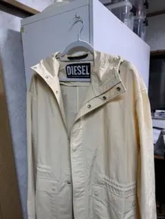 DIESEL フード付きロングジャケット クリーム