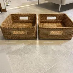 無印良品　重なるラタンバスケット　２個