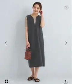 24ss グリーンレーベルリラクシング　ノースリーブワンピース ダークグレー