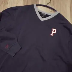 90s 00s ポロ ラルフローレン Vネックスウェットトレーナー ロゴワッペン