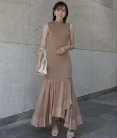 anuans ジャガード ワンピース アニュアンス anuans ジャガードギャザーワンピース （GREY
