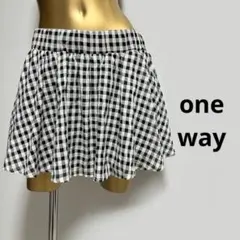 【5086】one way ギンガムチェック柄 キュロットスカート M