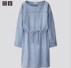 新品未使用 デニムドローストリングワンピース長袖 ブルー