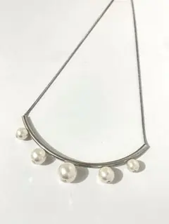 パール付きシンプルネックレス
