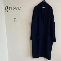 grove ネイビー L カーディガン　ウエストマーク