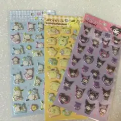 ダイソー　サンリオ　ぷくっとシール　3枚セット　クロミ　プリン　ポチャッコ