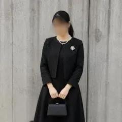 セレモニーワンピース 後ろファスナー 七分袖 レトロフォーマル 上品 ブラック