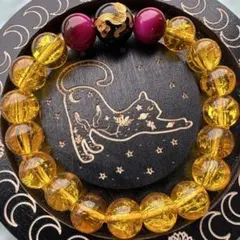 天然石 オニキス白虎彫 ローズレッドタイガーアイ ブラジル産アンバーブレス