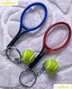〒【テニスラケット型☆キーホルダー２個セット♪赤青】テニス　ソフトテニス