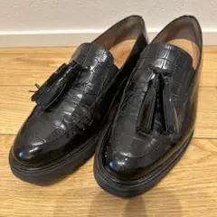 【美品】Pertini タッセル　ローファー　黒　クロコダイル型押し 38のサムネイル