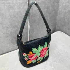 FILLER フェイラー ハンドバッグ シュニール織 ブラック、花柄