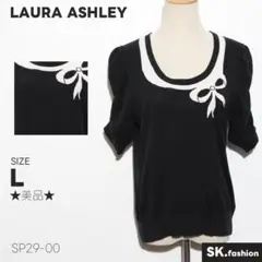 ★美品★LAURA ASHLEY トップス ニット 半袖 リボン柄 パフスリーブ