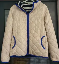 ベージュ キルティング フード付きジャケット
