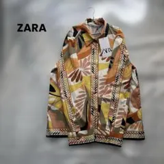 【新品未使用】タグ付き ZARA 総柄 コットンブラウス M〜Lサイズ相当