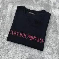 アルマーニ VネックTシャツ黒ロゴ入EUR Lサイズ日本LL相当のサムネイル