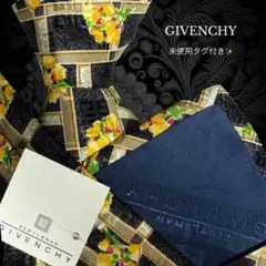GIVENCHY ネクタイ ブラック ボタニカル柄 マルチカラー パターン柄