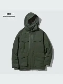 ハイブリッドダウンオーバーサイズパーカ S ダークグリーン