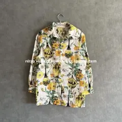 昭和レトロ総柄シャツ　柄シャツ　ヴィンテージシャツ　レトロシャツ　派手　個性派