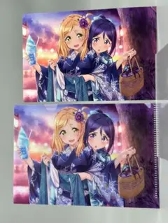 ラブライブ！サンシャイン!!ミニクリアファイル&ポストカード 果南 ＆ 鞠莉