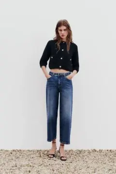 ZARA ハイウエスト ブルーデニム ワイドレッグ　34