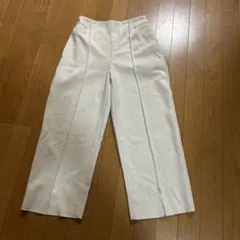 ホワイト ワイドパンツ ハイウエスト 合成皮革