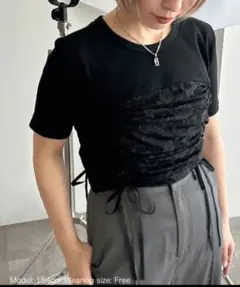 シアーレースドロスト切り替えリブTシャツ「ZOZOTOWN限定アイテム」