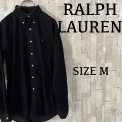 90s ラルフローレン コーデュロイシャツ BLAIRE ポニー刺繍 M 黒色