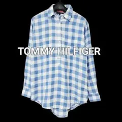 トミーヒルフィガー ギンガムチェック 長袖 シャツ プルオーバー ロールアップ