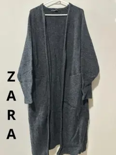 ZARA KNIT ダークグレー ロングカーディガン S アウター　コート