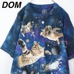 【ネコ】DOM Tシャツ タイダイ染め キャット アニマルプリント 総柄 XL