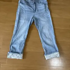 デニムスキニーパンツ ライトブルー　L 裾レース