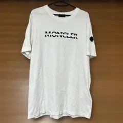 美品〕モンクレール 文字ロゴ ラバーワッペン Lホワイト Tシャツ 5S425