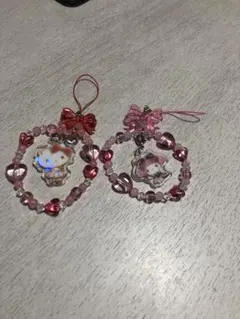 サンリオ　キティ&マイメロ　キラキラビーズチャーム　ブレスレット2個セット