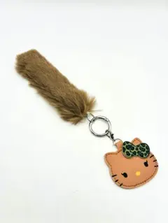 ハローキティ ふわふわファーチャーム　茶色