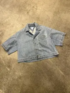 Bottega Veneta ショート丈デニムジャケット Denim jacket with iconic Intrecciato patch BOTTEGA VENETA
