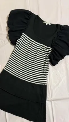 パフスリーブ ストライプ チュニック Sのサムネイル
