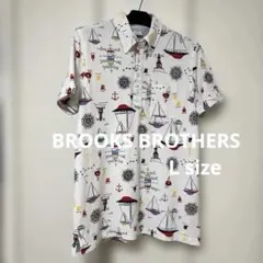 BROOKS BROTHERS マリン柄 ボタンダウン　L ゴルフ
