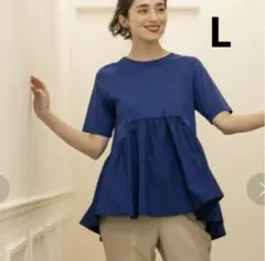 OPAQUE.CLIP シルク調コットン 異素材Aライン カットソー L