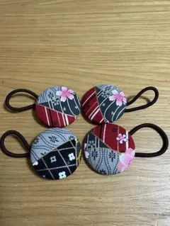 ハンドメイド　和柄　ヘアゴム 4本セット