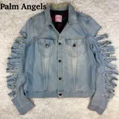 白*ン様 Palm Angels デニムジャケット S 20SS パームエンジェルス バックロゴプリントデニムジャケット