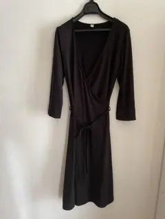 カシュクールジャージーワンピース　黒