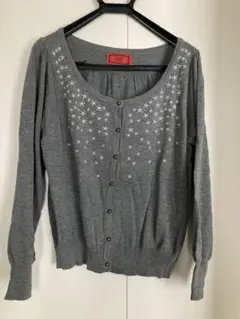 somari 星柄刺繍カーディガン　グレー　フリーサイズのサムネイル