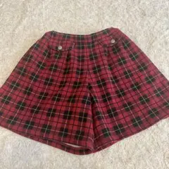 bebe 赤と黒のチェック柄キュロットパンツ130cm