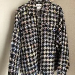 ZARA 白黒 チェック柄 テーラードジャケット